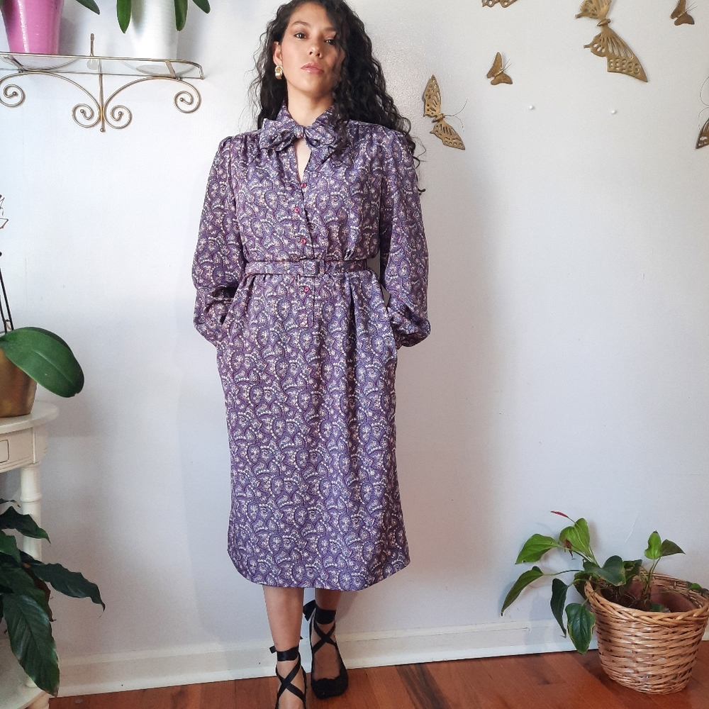 Vintage 70's paisley print midi dress